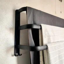 Toallero montado en la pared para baño, toallero negro de aluminio, riel negro mate, soporte de toalla, 30-50 CM