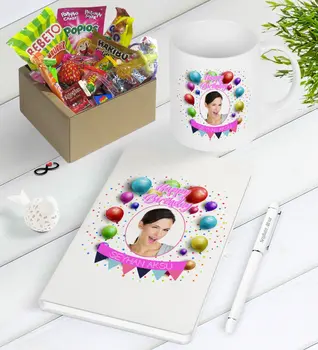 

Personalized Photo Birthday Nostalgic Lezzetler Notebook Pen Mug Seti-8