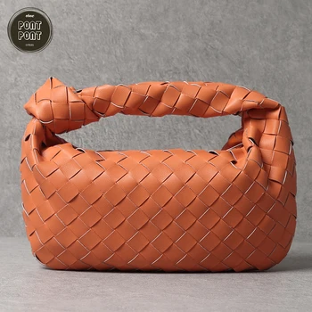 

Fashion Knitting Woven Handbag Luxury Designer Bag For Women Genuine Leather Bag Ladies Chic Trend Female Handbag sac a main fem
