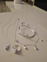 Conjunto de joyería nupcial para boda, joyería de plata 925, collar de gota de agua, brazaletes, anillos, pendientes, regalos de fiesta para mujer