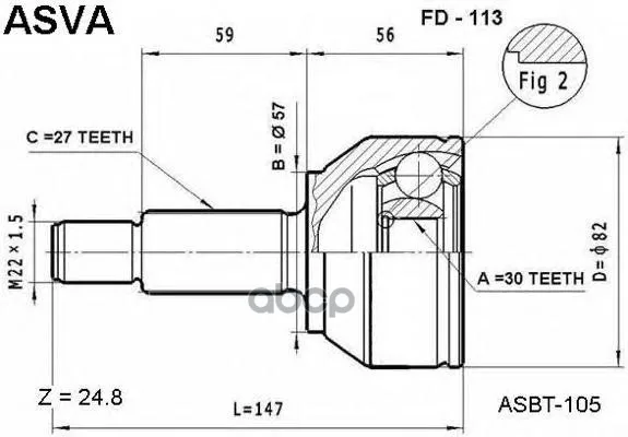 Шрус Внешний Ford Mondeo 93-96/30*57*27 ASVA арт. FD113