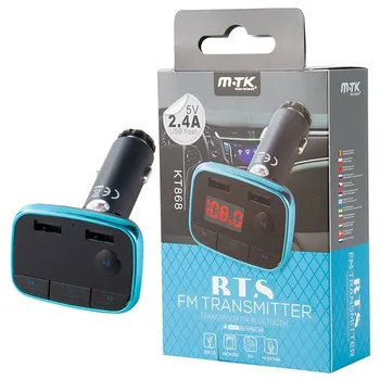 

MTK KT868 AZ Bluetooth FM Transmitter with Microphone and LED Display, TF / 2USB, Blue, Black, Red