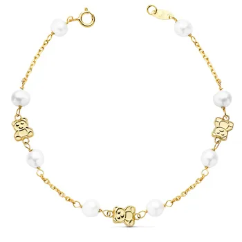 

Bracelets 18k gold plated First Communion 17cm. Girl bears cultured pearls closure reasa