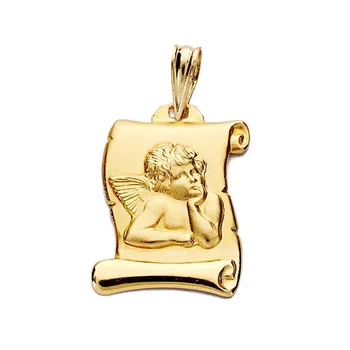

Parchment 18k gold angel mocking Cherub 20mm. [AA2503]
