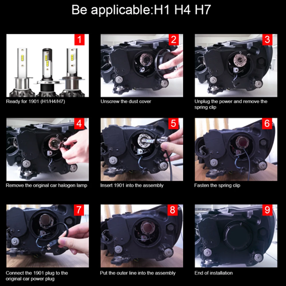 2 шт 6000 К H1 светодиодный фар автомобиля H4 H7 H11 H8 HB3 9005 H10 HB4 9006 8000lm 80 Вт светодиодный фонарь со светодиодными кристаллами для мини-лампа с Canbus лампы