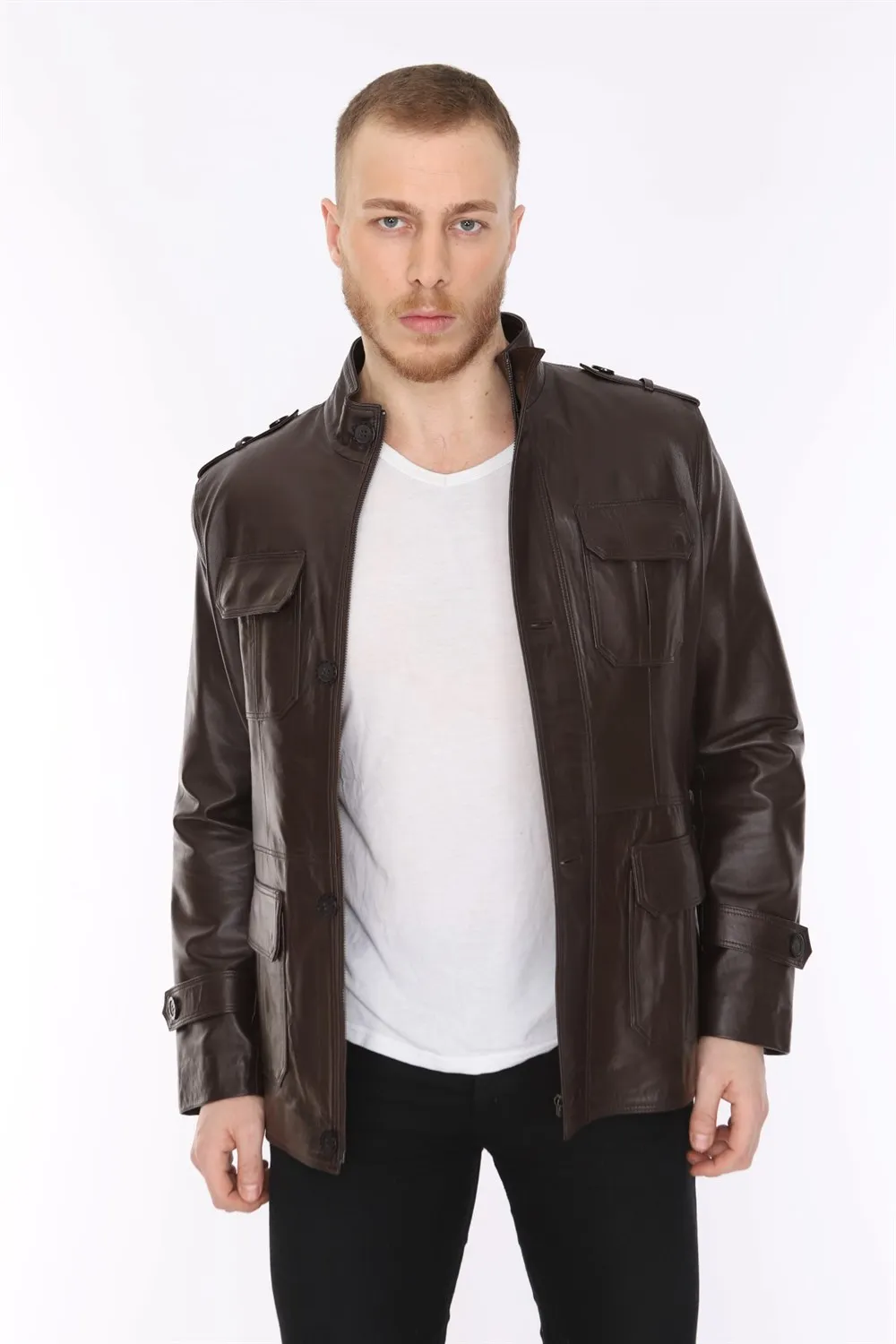 genuine leather men's jacket sport model original lambskin brown colour softy 2022 trend appearance made in turkey e-150206 cowhide jacket mens