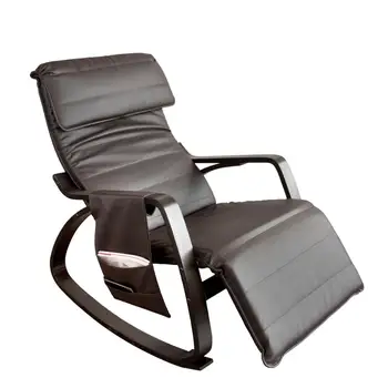 

SoBuy PU leather Rocking Chair with Adjustable Footrest and Removable Side Bag, FST20-BR