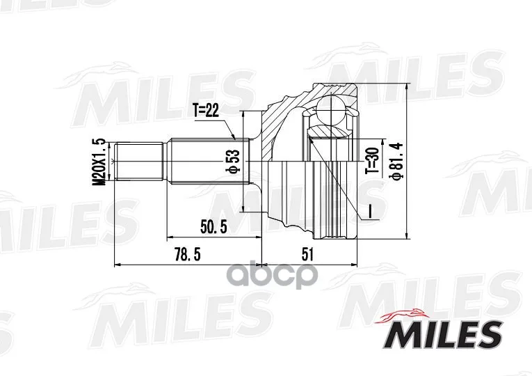 Шрус Vw Polo/Lupo 1.0-1.9sdi 94-05 Нар. Miles Ga20520 Miles арт. GA20520