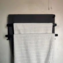 Toallero montado en la pared para baño, toallero negro de aluminio, riel negro mate, soporte de toalla, 30-50 CM