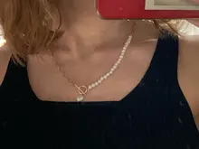 LOVOACC-collar de perlas naturales de agua dulce para mujer, cadena de eslabones gruesa dorada, cierre de palanca asimétrico, Gargantilla circular