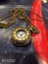 Hombres y Mujeres par reloj de bolsillo ventana rejilla retro de bolsillo reloj cuarzo retro colgante de conmemorativa de reloj 50 *