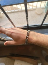 Pulsera de cadena de motocicleta lychee Biker para hombre, brazalete Punk de acero y titanio, joyería