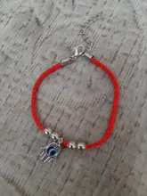 Pulsera con abalorio de cordel rojo para hombre y mujer, accesorio de mano ajustable con extensión de ojo turco, Parte incluida