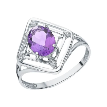 

Silver ring with amethyst and cubic zirconia sunlight sample 925