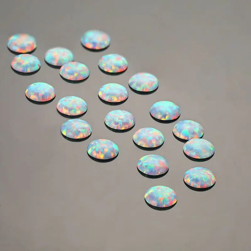 3.0mm-8mm Round Cabochon Flat Back White Pink Aqua Orange Fire Opal Synthetic Stone