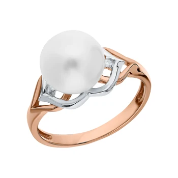 

Gold ring with cubic zirconia and pearls cultured sunlight sample 585