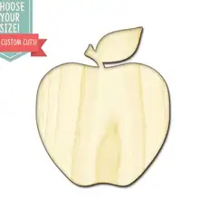 Вырезанное дерево яблока-на заказ Выберите свой размер-лазерная резка деревянного искусства ремесло поставки Настенный декор свадебный детский DCS0211