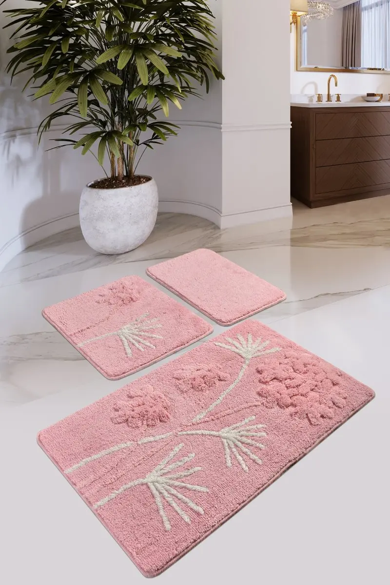 

Bath Mat-mats | Mat Bath Mats Non Slip Anti Mould Mats Orchids Powder 3L Set 60X100 cm-50X60 Cm-40X60 Cm