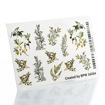 

Slider design 3D Branch olive, BPW. style, water nail sticker, 3d264