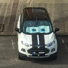 Parasol de dibujos animados para parabrisas de coche, cubierta de parabrisas con ojos calefactados