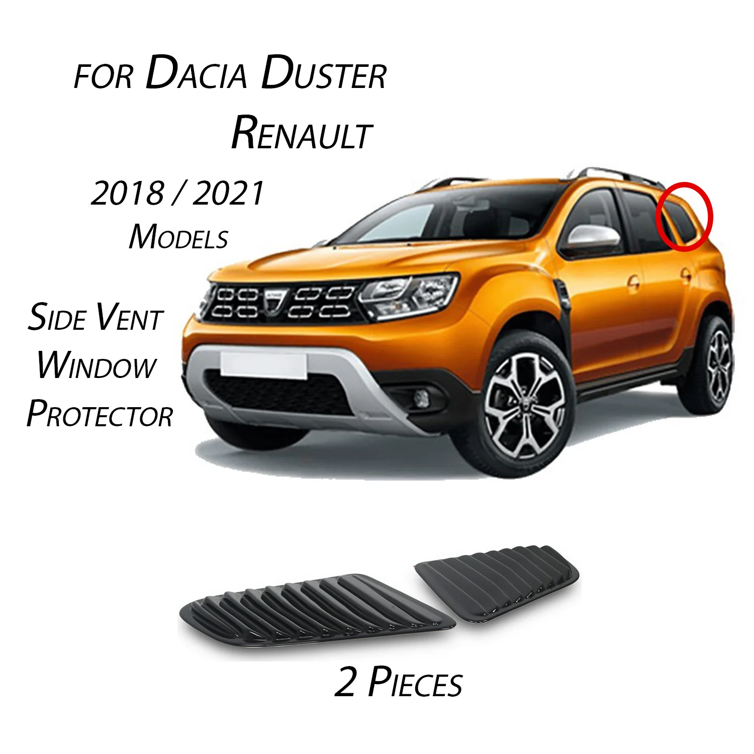 Dacia Duster-Protecteur de Fenêtre d'Évent Latéral Renault, Accessoires  Extérieurs ABS, Noir Brcorporelle, Pièce de Modification, JaloudsStyle, 2