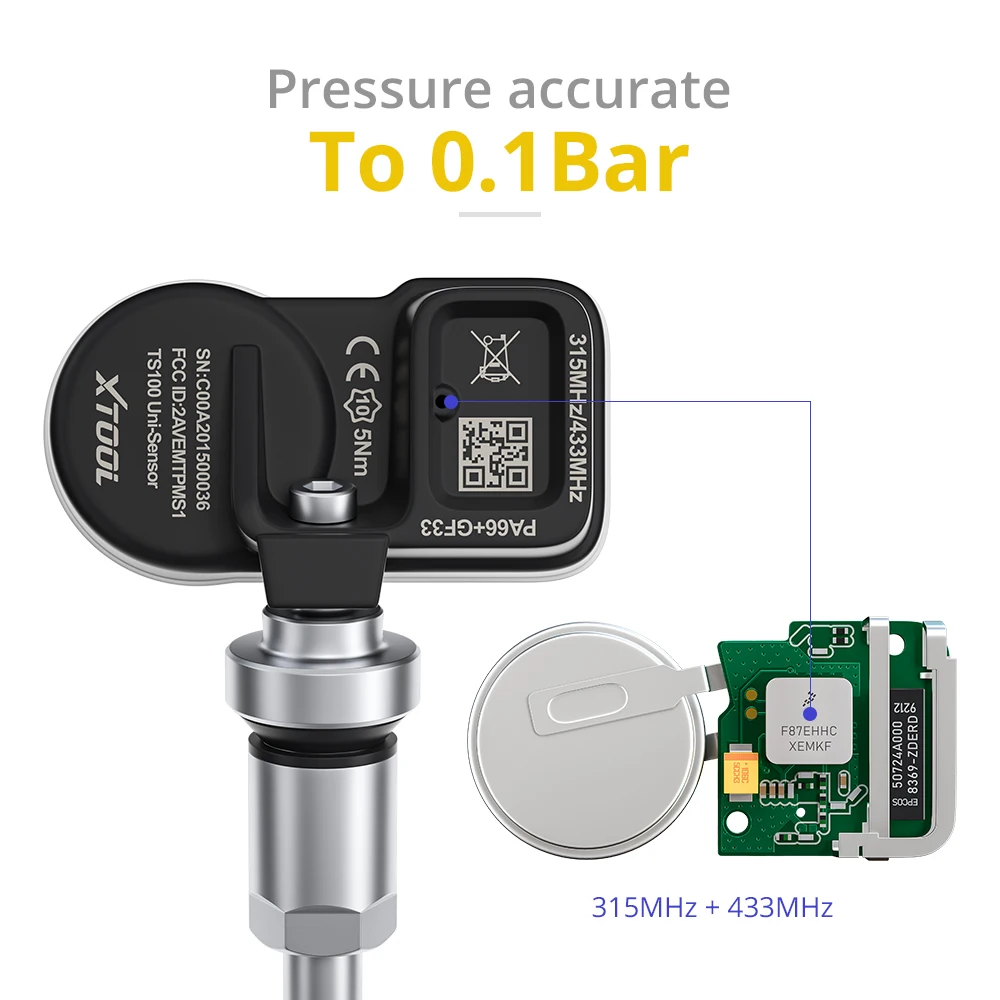 XTOOL TS100 Ÿ̾ м  433 MHz 315 MHz  TP150  TP200 ͸ ýۿ  پ ǰ մϴ.
