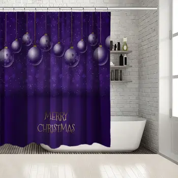 

Snowflakes Decorating Balls Stars Snowy Winter Night F Merry Christmas Artwork Purple Gold Shower Curtain