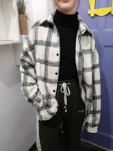 Blouse Shirts Tunic Spring Korean-Tops Oversized Boyfriend Plaid Flannel Street Junelove