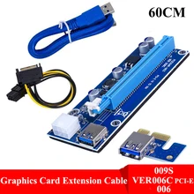 Ver006c ver009s pci-e riser cartão pci express pcie 1x a 16x adaptador extensor usb 3.0 cabo sata 15pin para 4pin para mineiro de mineração