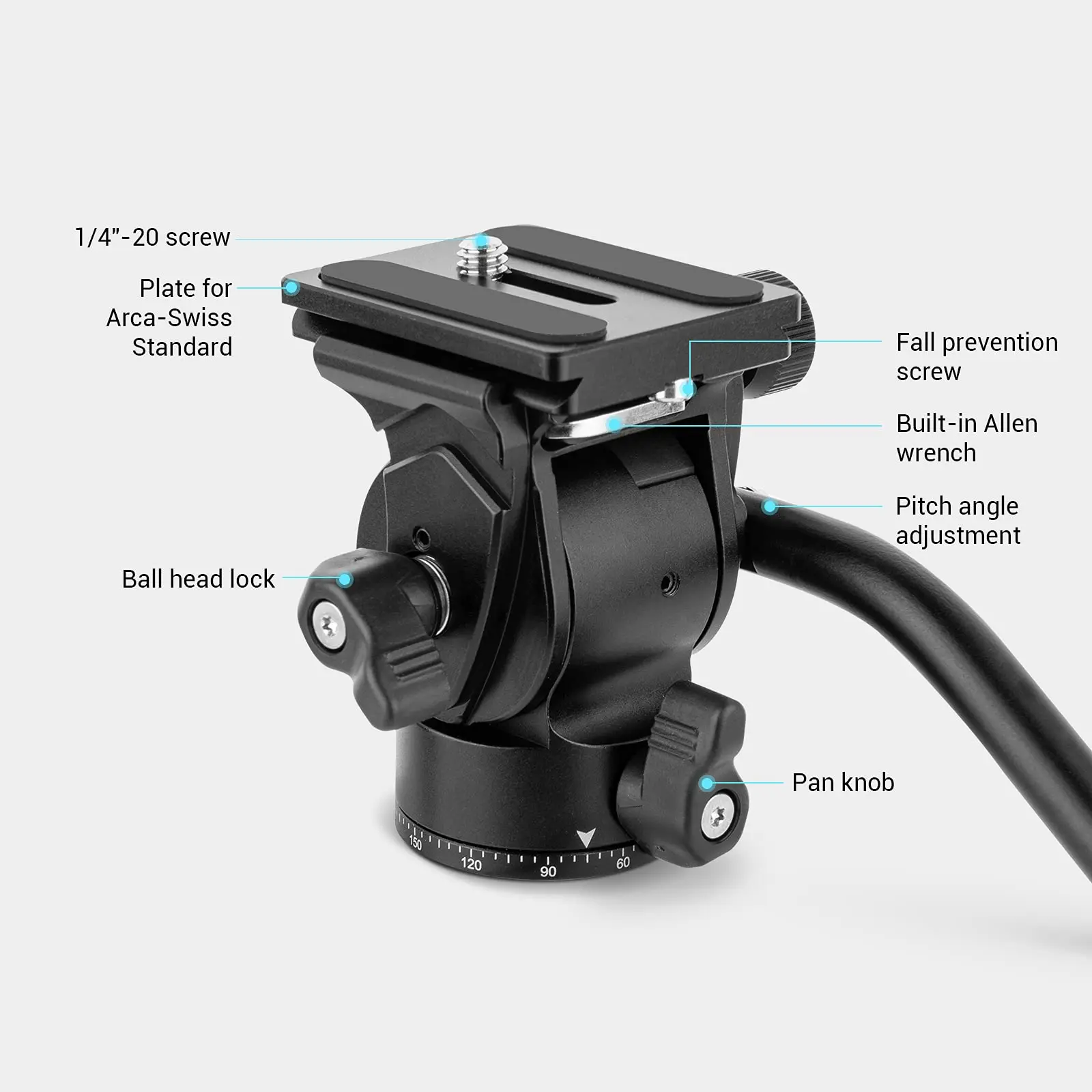 Cabeça de Inclinação Tripé com Placa de Liberação Rápida para Arca Swiss para Câmeras de Vídeo Compactas e Câmeras Smallrig Cabeça Fluido Dslr 3259 Pan - Image 2