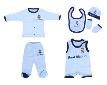 

Real Madrid Newborn Soccer Football Baby Suits Clothes 0-3 Month Cotton 6 Pieces Set