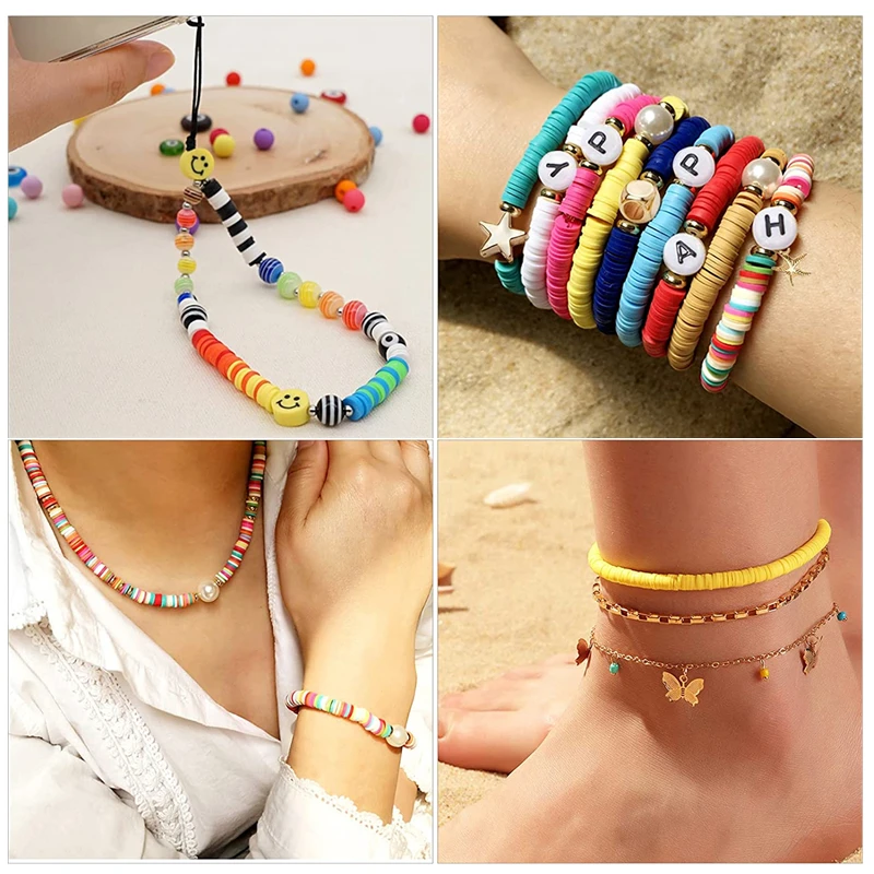 Gloria Europa Cuentas Coloridas Packs 180 Gramos， Abalorios plano Hacer Pulseras de Bricolaje Cuentas de Arcilla de Joyas Manualidad Fabricación de Joyas, Diametro 6 mm - AliExpress