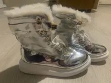Ankle-Boots Sneakers Warm-Shoes High-Top Women Winter Short Black/sliver LEOSOXS No 