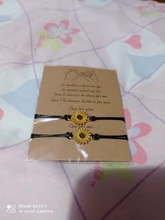Pulsera hecha a mano con colgante de girasol para mujer, brazalete con cadena de cuerda entrelazada, para amigos y enamorados