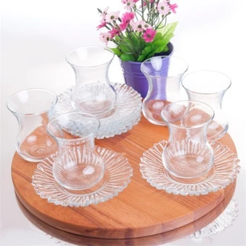 

Pasabahce 12 Piece Turkish Six Tea Glass Cups With 6 Plate Coasters Serving Presentation-eye catching design 5 tea service set