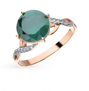 

Gold ring with cubic zirconia and Emerald sunlight sample 585