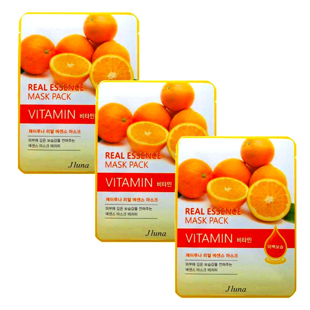 Тканевая маска для лица с Витамином С Real Essence Mask Vitamin Juno 3 шт | Красота и здоровье