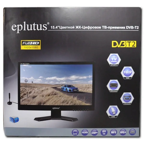 Автомобильный телевизор Eplutus EP-158T экран 15,4” 1920*1080 DVB-T DVB-T2 VGA HDMI