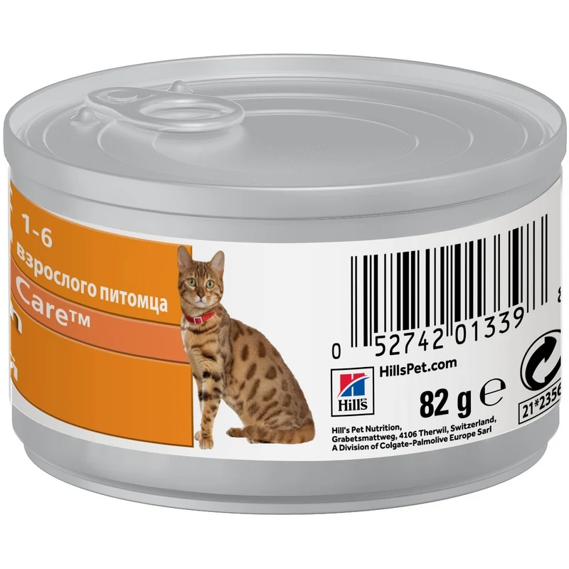 Hill's Science Plan Optimal Care консервы для кошек от 1 до 6 лет(паштет), Курица, 6*82 г