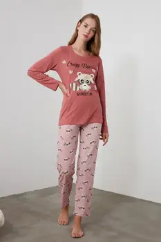 

Trendyol Raccoon Printed Knitted Pajamas Set THMAW21PT0522