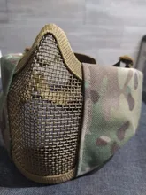 Nueva táctica máscaras de Airsoft Paintball CS plegable media cara de acero de bajo carbono de malla de estilo militar cómodo oreja máscara protectora