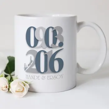 

Personalized Dated Two Fall In Love Design White Mug Cup-1