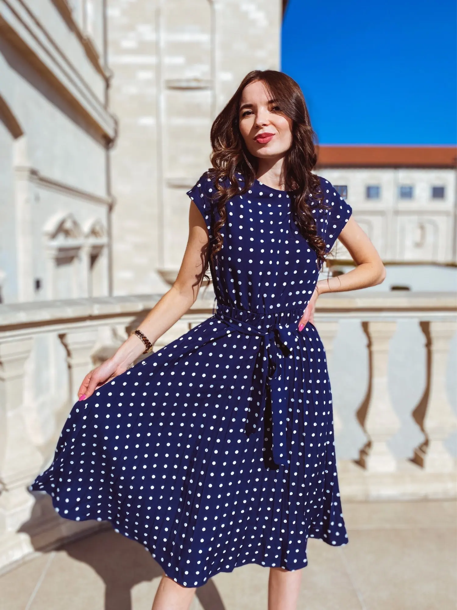 Robe Bohème Pois Bleue