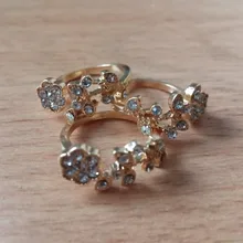 Anillo de cola ajustable para mujer y niña, accesorios de joyería con diamantes de imitación, hojas trenzadas, flores wishful, novedad, venta al por mayor
