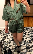 Tops Short Pajama-Suits Satin Loose Leopard 2pieces-Set Women Blouse Wide Waist Animal
