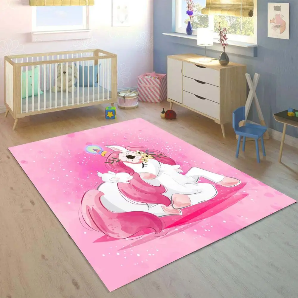 Else Розовый Единорог лошади девушки 3d принт нескользящие микрофибры детская комната декоративные области ковры Дети Коврик