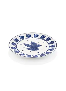 

Bloom Cake Plate 6 Piece Set-19cm-Handmade-Blue White-Made In Turkey