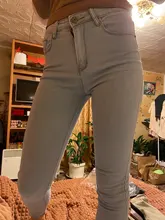 Pantalones vaqueros elásticos de cintura alta para mujer, pitillos hasta el tobillo, ajustados, con realce, color negro y azul, 2020