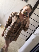 Plaid Shirts Outwear Spring Womens Blouses Checked-Tops Long-Sleeve Loose Female Autumn