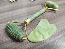 Rodillo de piedra de Jade Natural para masaje Facial, masajeador de gua sha, rascador, herramientas adelgazantes de belleza, relajación de la piel